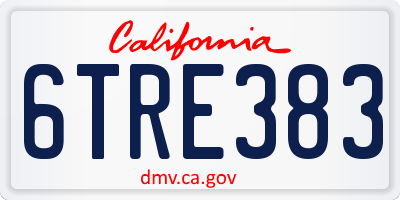 CA license plate 6TRE383