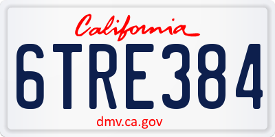 CA license plate 6TRE384