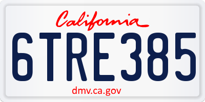 CA license plate 6TRE385
