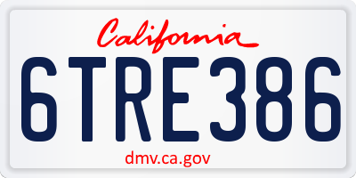 CA license plate 6TRE386