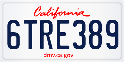 CA license plate 6TRE389