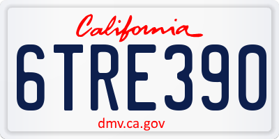 CA license plate 6TRE390