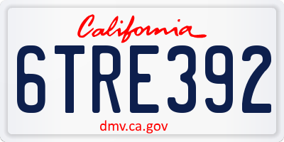 CA license plate 6TRE392