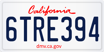 CA license plate 6TRE394