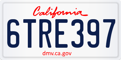 CA license plate 6TRE397