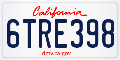 CA license plate 6TRE398