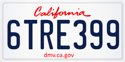 CA license plate 6TRE399