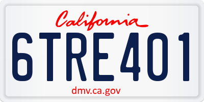 CA license plate 6TRE401