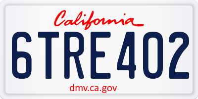 CA license plate 6TRE402