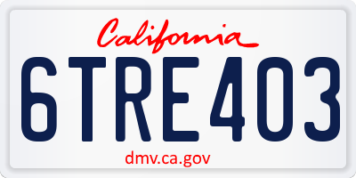 CA license plate 6TRE403