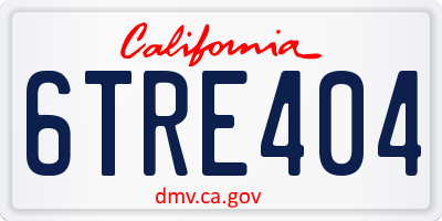 CA license plate 6TRE404