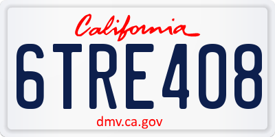 CA license plate 6TRE408