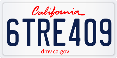 CA license plate 6TRE409