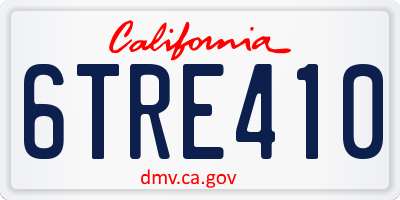 CA license plate 6TRE410