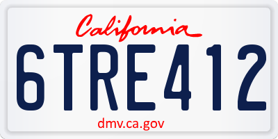 CA license plate 6TRE412