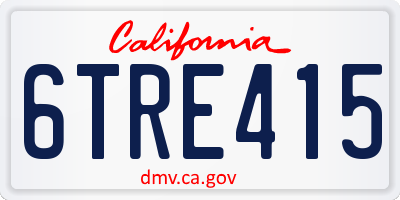 CA license plate 6TRE415