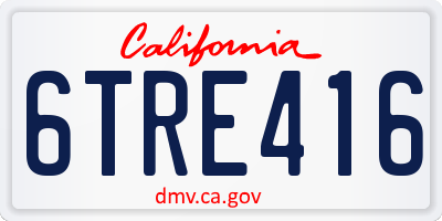 CA license plate 6TRE416