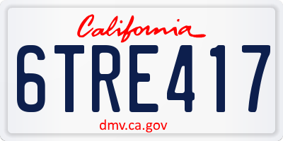 CA license plate 6TRE417