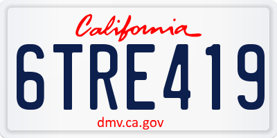 CA license plate 6TRE419