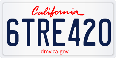 CA license plate 6TRE420