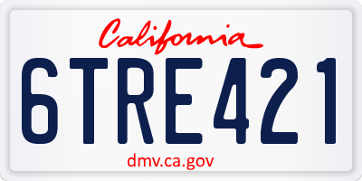 CA license plate 6TRE421