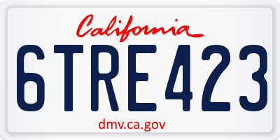 CA license plate 6TRE423