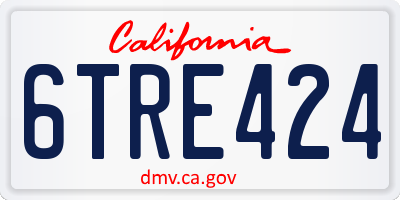 CA license plate 6TRE424