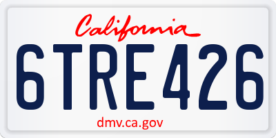 CA license plate 6TRE426