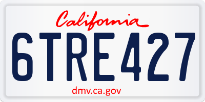 CA license plate 6TRE427