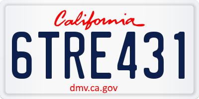CA license plate 6TRE431