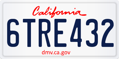 CA license plate 6TRE432