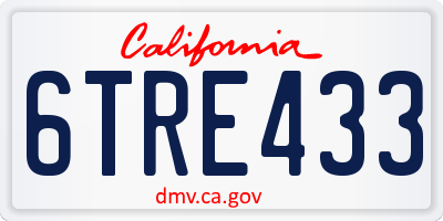 CA license plate 6TRE433