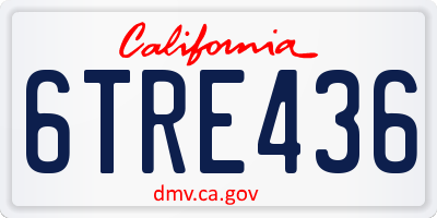 CA license plate 6TRE436