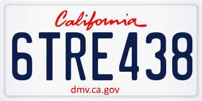 CA license plate 6TRE438