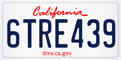 CA license plate 6TRE439