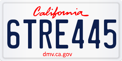 CA license plate 6TRE445