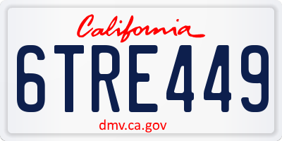 CA license plate 6TRE449