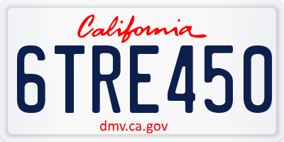 CA license plate 6TRE450