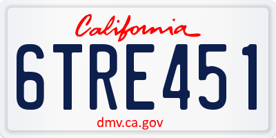 CA license plate 6TRE451