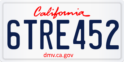 CA license plate 6TRE452