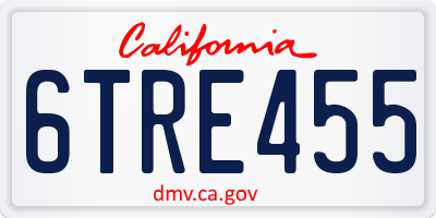 CA license plate 6TRE455