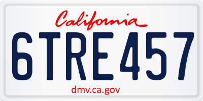 CA license plate 6TRE457