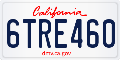 CA license plate 6TRE460