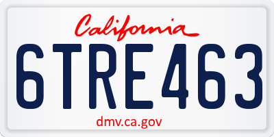 CA license plate 6TRE463