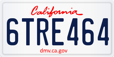 CA license plate 6TRE464