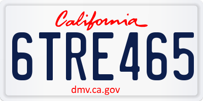 CA license plate 6TRE465