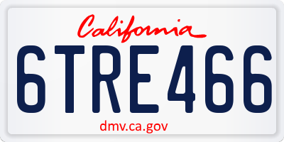 CA license plate 6TRE466
