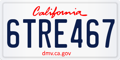 CA license plate 6TRE467