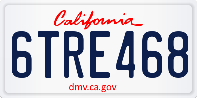 CA license plate 6TRE468