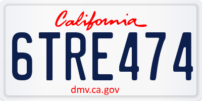 CA license plate 6TRE474